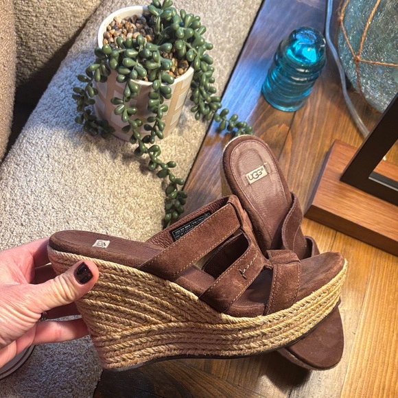 UGG Women's Chocolate Suede Wedges - Picture 2 of 16